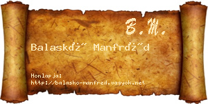 Balaskó Manfréd névjegykártya